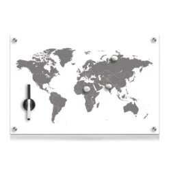 HTI-Living Worldmap Memoboard Glas Rechteckig