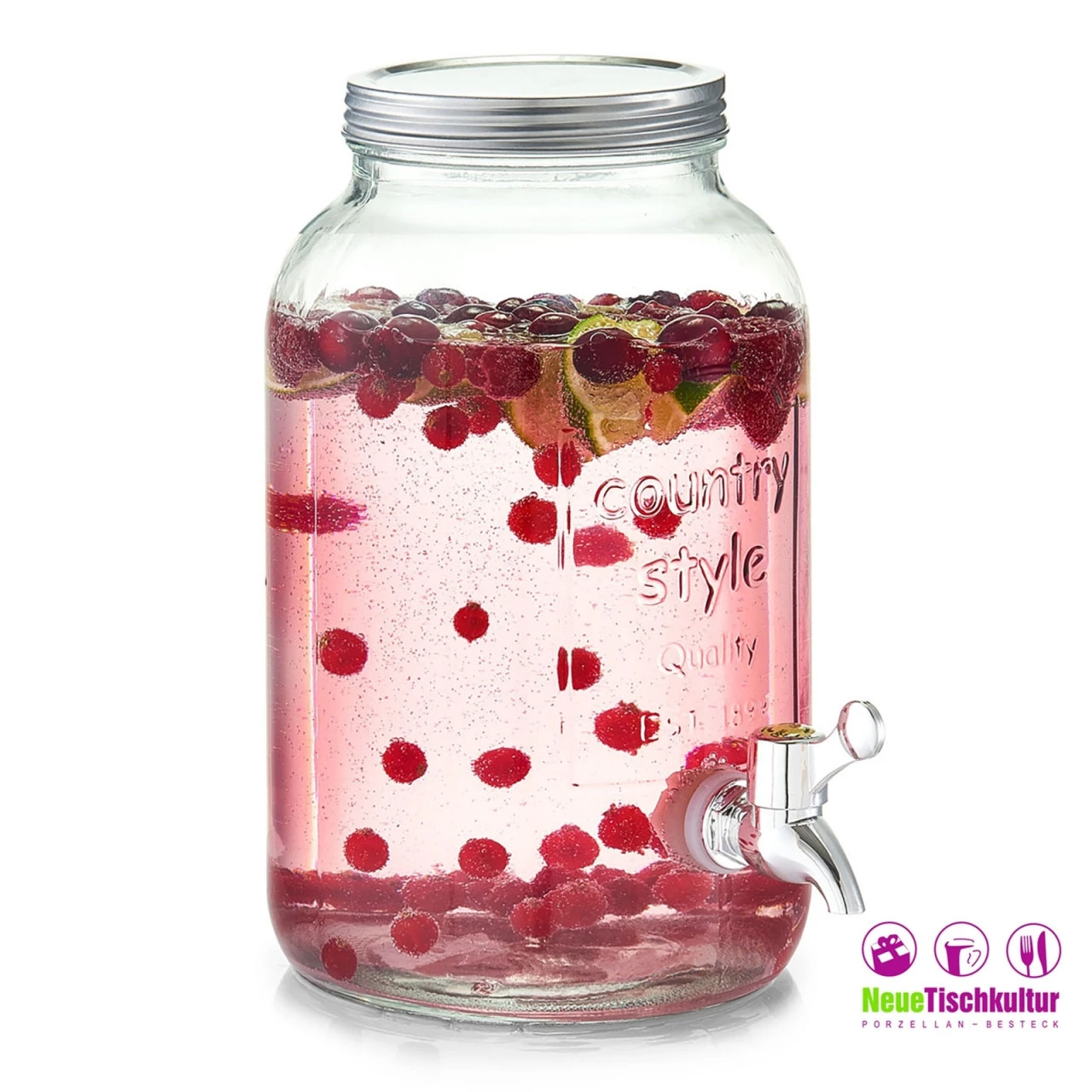 Neuetischkultur 3,5 Liter Getränkespender Glas Mit Metalldeckel 4 Neuetischkultur 3,5 Liter Getränkespender Glas Mit Metalldeckel – Bild 2