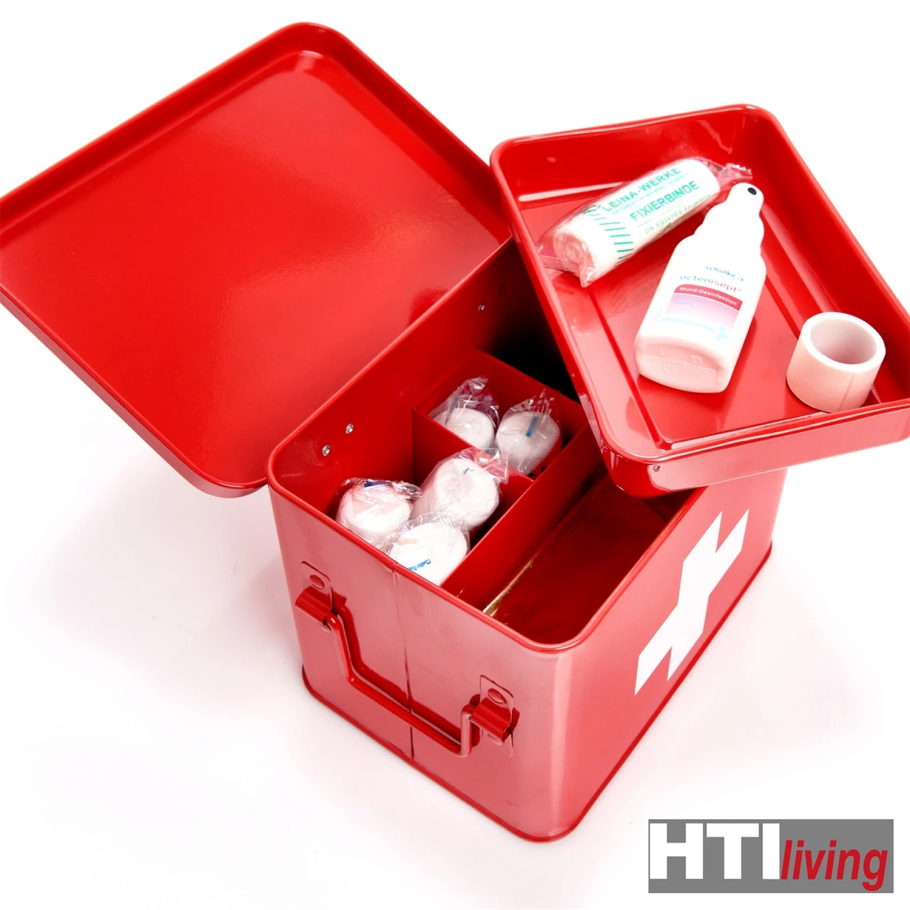 HTI-Living Mit Fächereinsatz Medizinbox Mit Tragegriffen, Metall 5 HTI-Living Mit Fächereinsatz Medizinbox Mit Tragegriffen, Metall – Bild 3