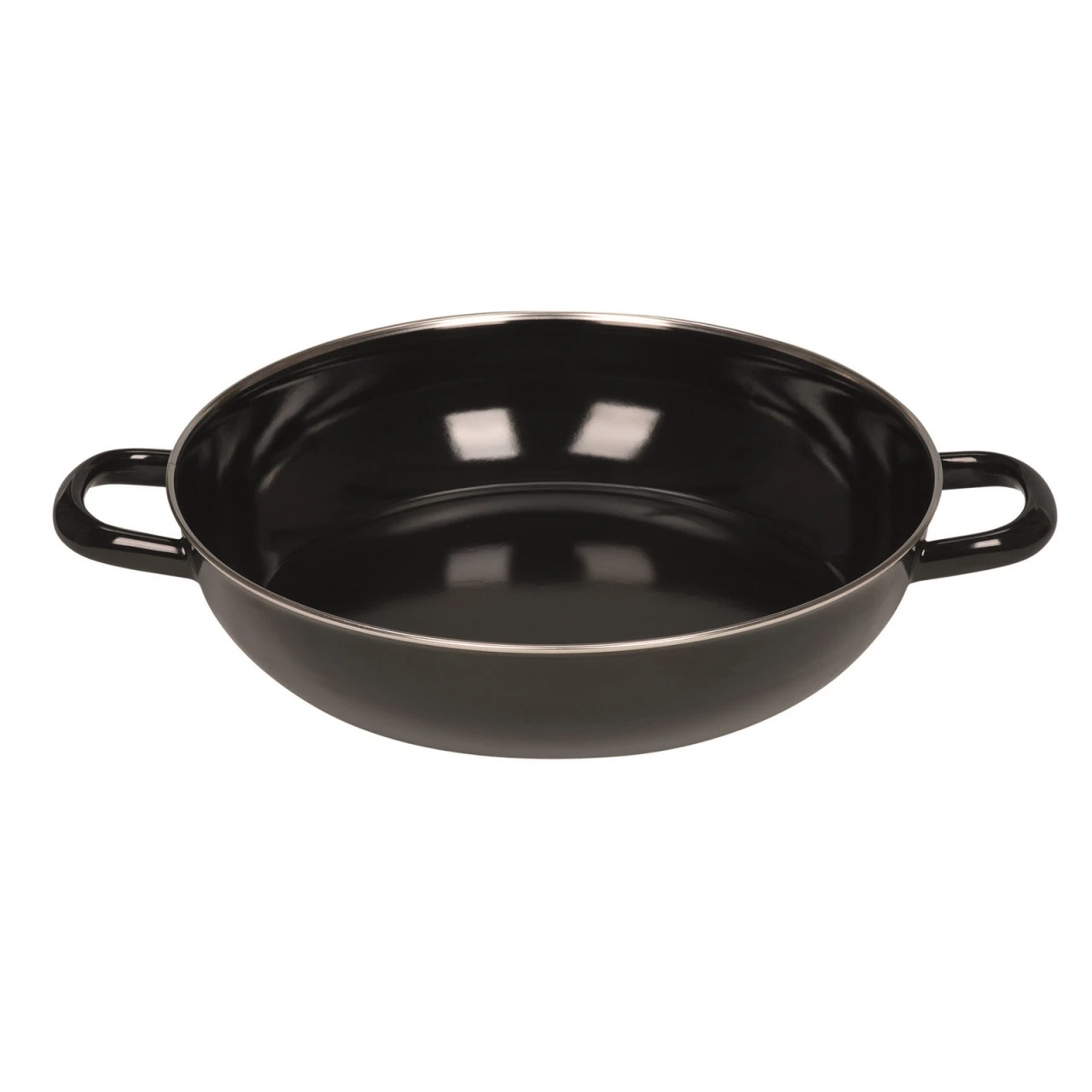 Riess Schwarzemaille Schmorpfanne Mit Griffen Ohne Deckel 3 Riess Schwarzemaille Schmorpfanne Mit Griffen Ohne Deckel