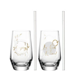 Leonardo Lachen 2 Longdringgläser Und 2 Trinkhalme