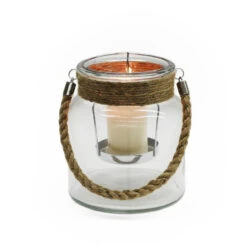 HTI-Living Mit Jute-Henkel Kerzenhalter, Glas