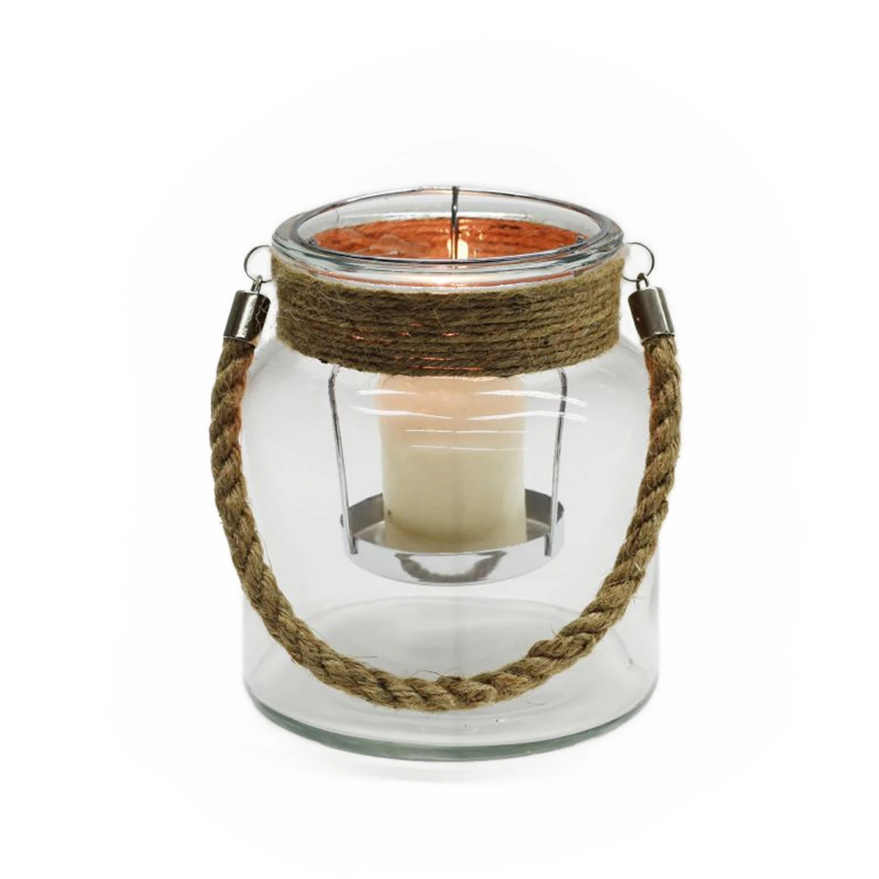 HTI-Living Mit Jute-Henkel Kerzenhalter, Glas 3 HTI-Living Mit Jute-Henkel Kerzenhalter, Glas