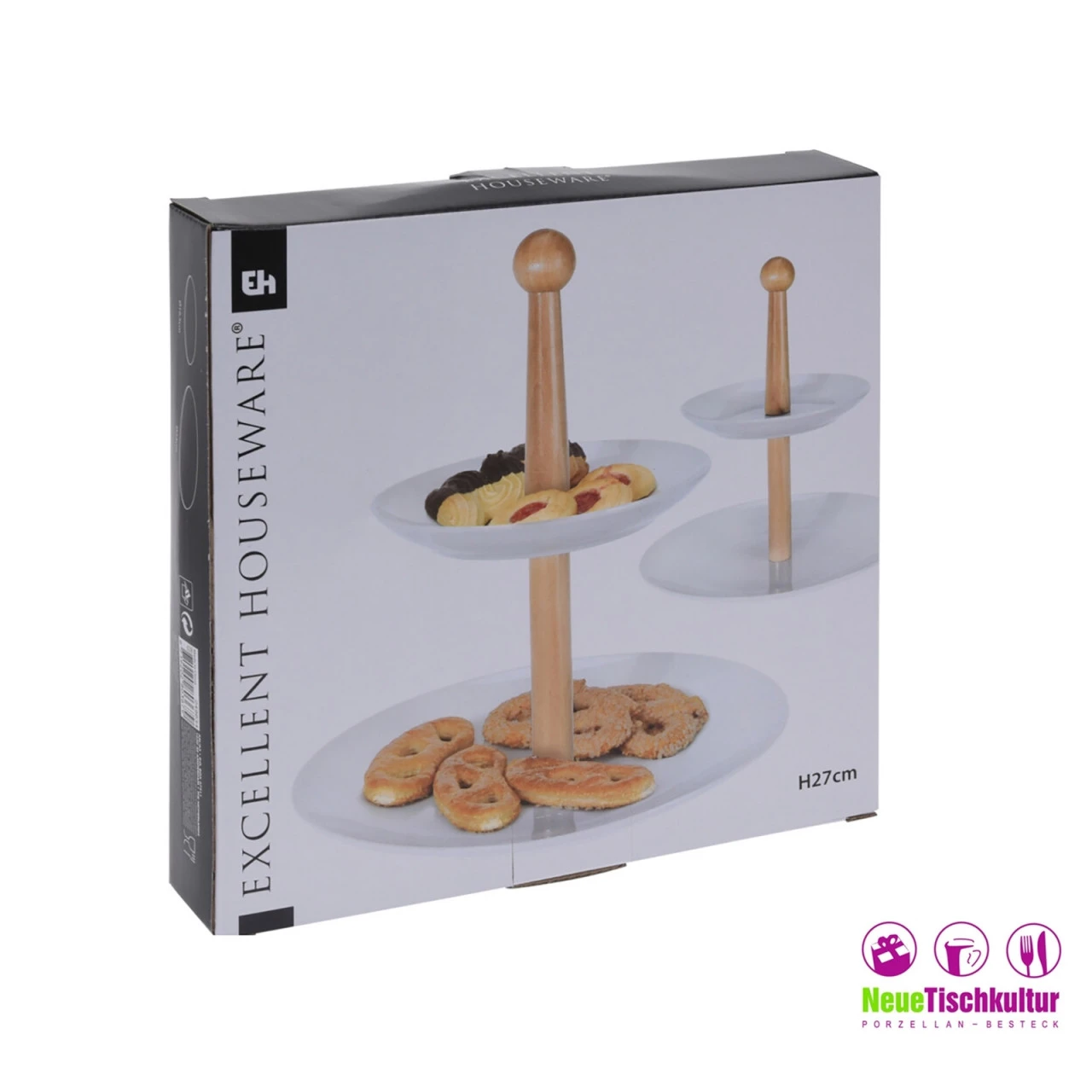 Neuetischkultur Porzellan, Holz Etagere 2-stufig 4 Neuetischkultur Porzellan, Holz Etagere 2-stufig – Bild 2