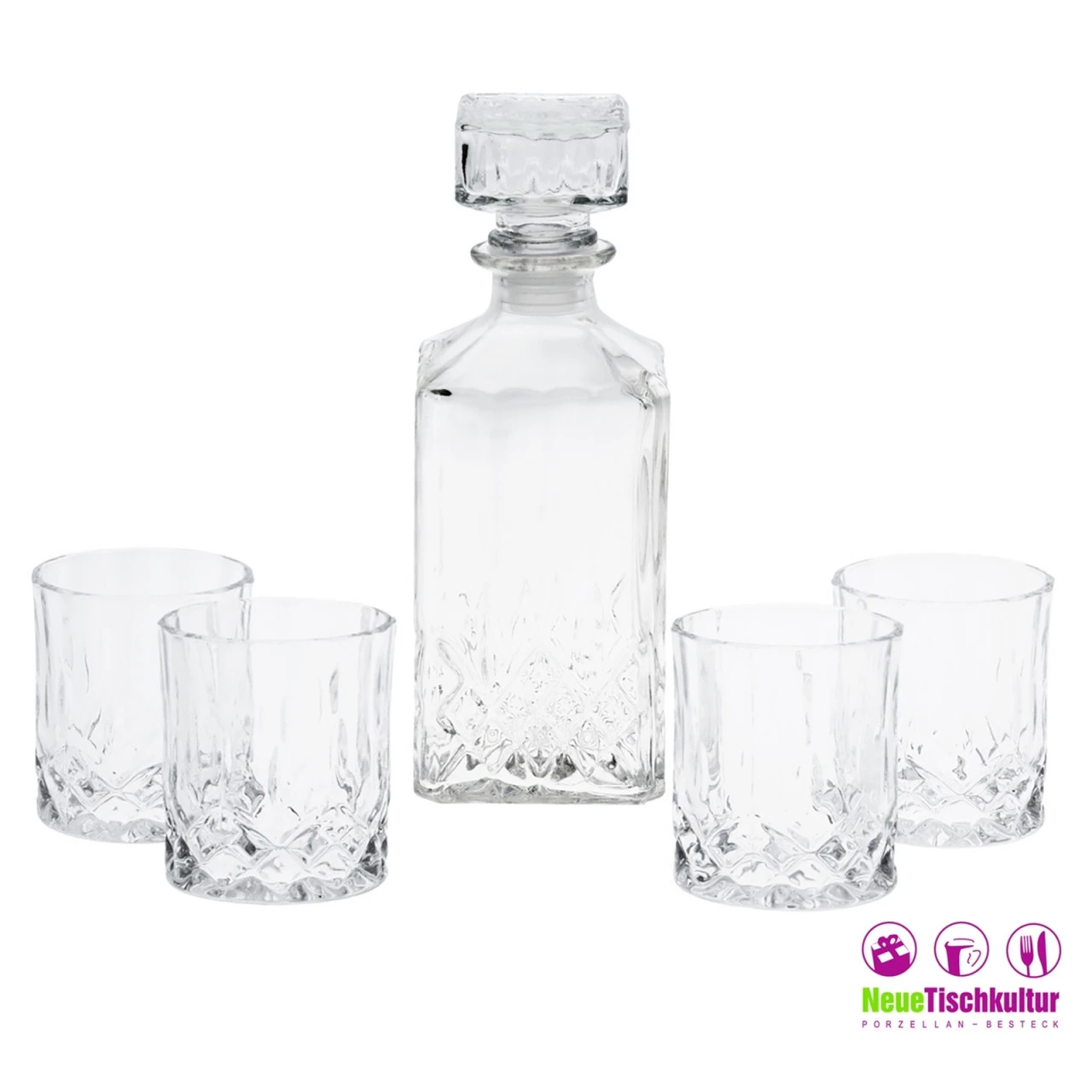 Neuetischkultur Mit Schliff Karaffe Mit 4 Gläsern 4 Neuetischkultur Mit Schliff Karaffe Mit 4 Gläsern – Bild 2