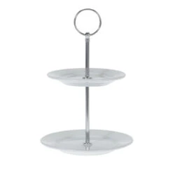 Neuetischkultur Porzellan Etagere Weiß, 2-stufig