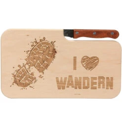 Neuetischkultur I Love Wandern Frühstücksbrettchen Mit Messer
