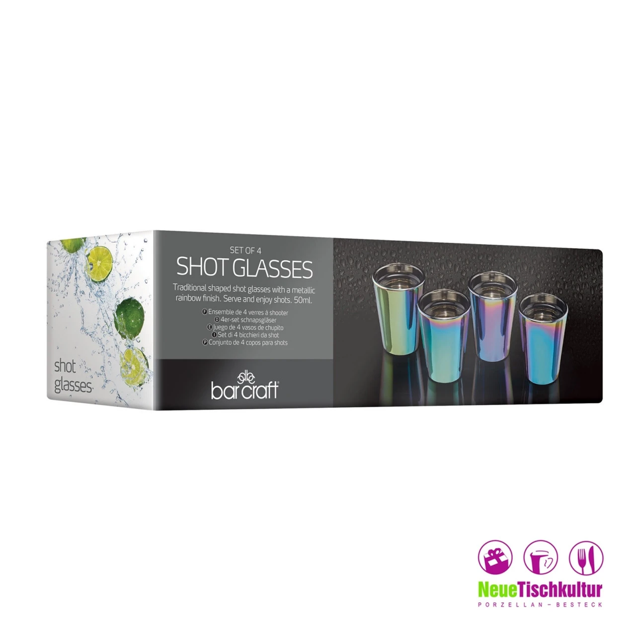 Neuetischkultur Barcraft Schnapsgläser 4er Set, 50ml, Metallic-Look 4 Neuetischkultur Barcraft Schnapsgläser 4er Set, 50ml, Metallic-Look – Bild 2