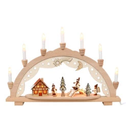 SIGRO WinterspaĂ Holz Schwibbogen, Spitzkerzen