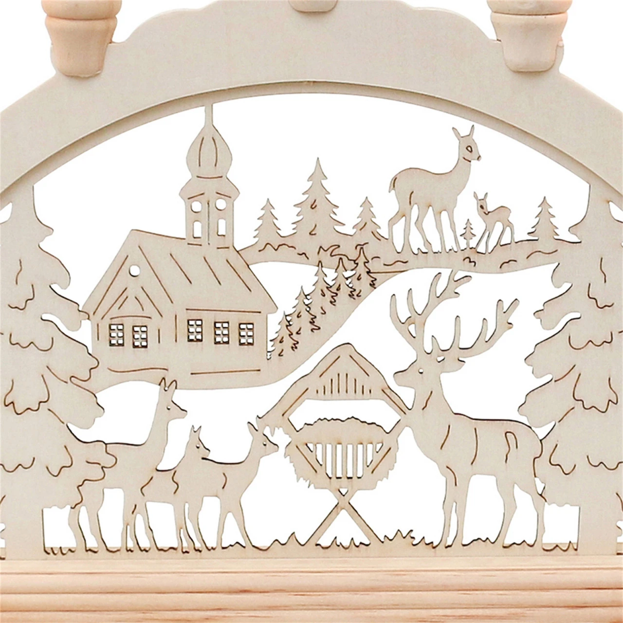 Sigro Waldkirche Und Rehe Holz Schwibbogen, Spitzkerzen 5 Sigro Waldkirche Und Rehe Holz Schwibbogen, Spitzkerzen – Bild 3