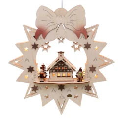 Sigro Wintersport Mit SkihĂŒtte Holz Fensterbild Beleuchtet