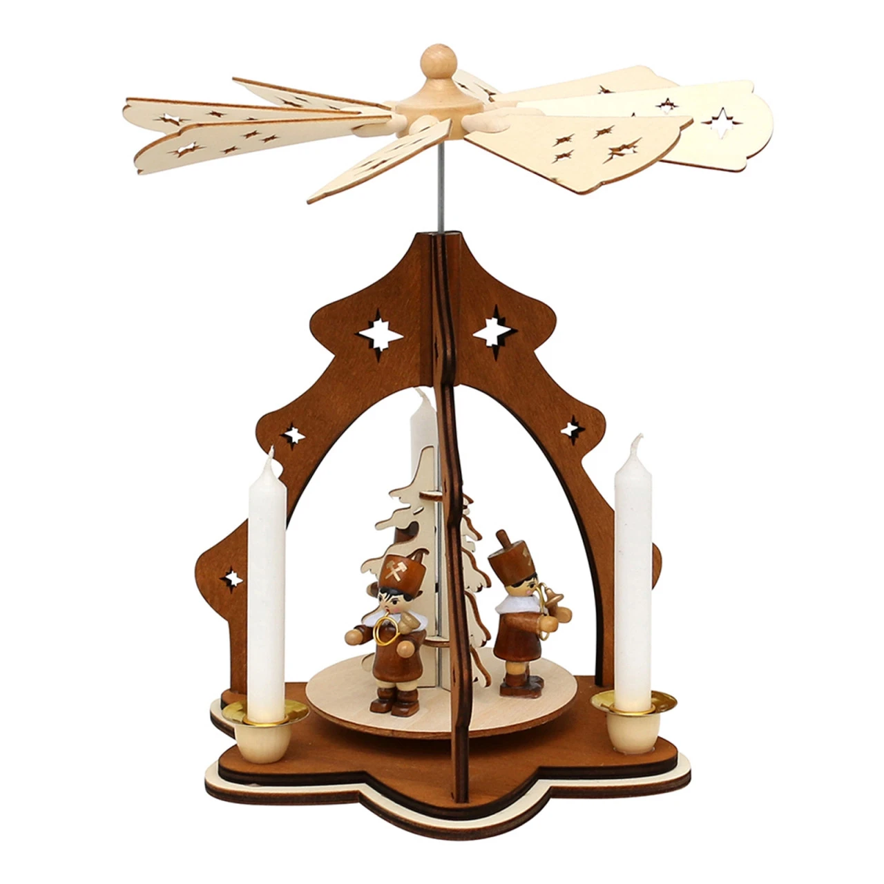 SIGRO Bergleute Holz Tischpyramide, Für 4 Kerzen 3 SIGRO Bergleute Holz Tischpyramide, Für 4 Kerzen