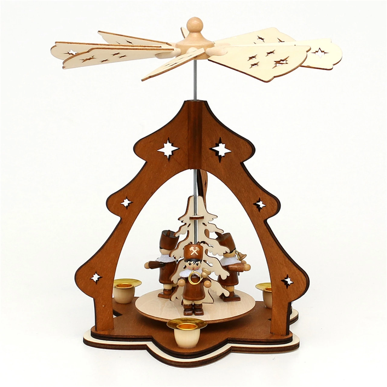 SIGRO Bergleute Holz Tischpyramide, Für 4 Kerzen 4 SIGRO Bergleute Holz Tischpyramide, Für 4 Kerzen – Bild 2