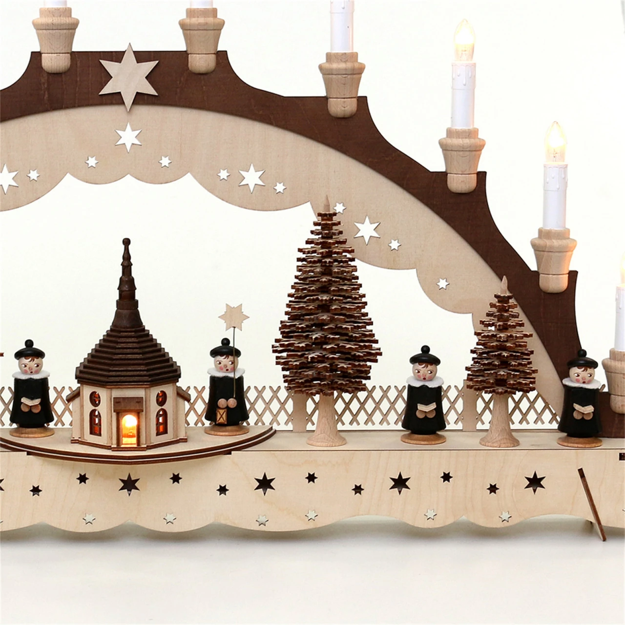 SIGRO Seiffener Kirche Holz Schwibbogen, 11-flammig 5 SIGRO Seiffener Kirche Holz Schwibbogen, 11-flammig – Bild 3