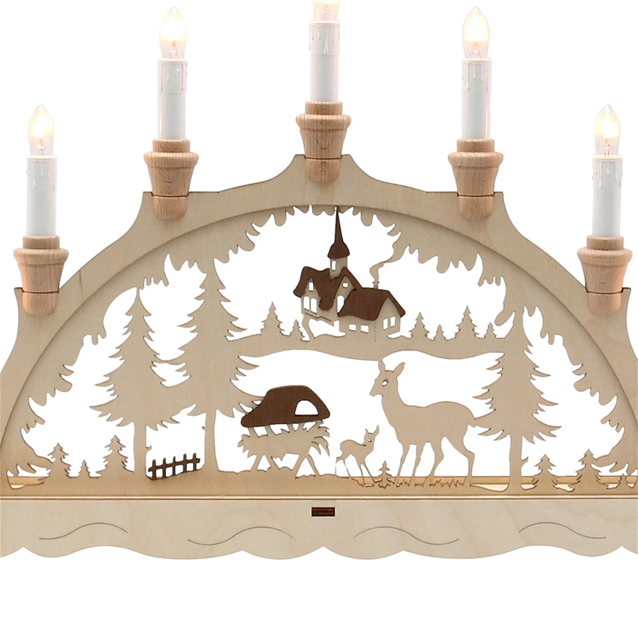 SIGRO Reh/Futterkrippe Holz Schwibbogen, Spitzkerzen 3D 4 SIGRO Reh/Futterkrippe Holz Schwibbogen, Spitzkerzen 3D – Bild 2