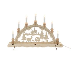 SIGRO Reh/Futterkrippe Holz Schwibbogen, Spitzkerzen