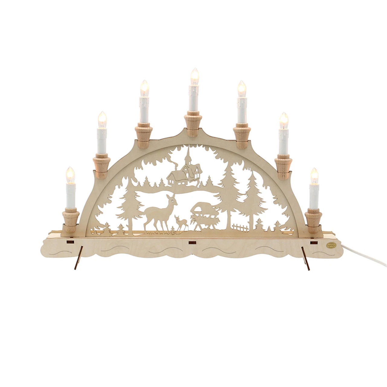 SIGRO Reh/Futterkrippe Holz Schwibbogen, Spitzkerzen 3 SIGRO Reh/Futterkrippe Holz Schwibbogen, Spitzkerzen