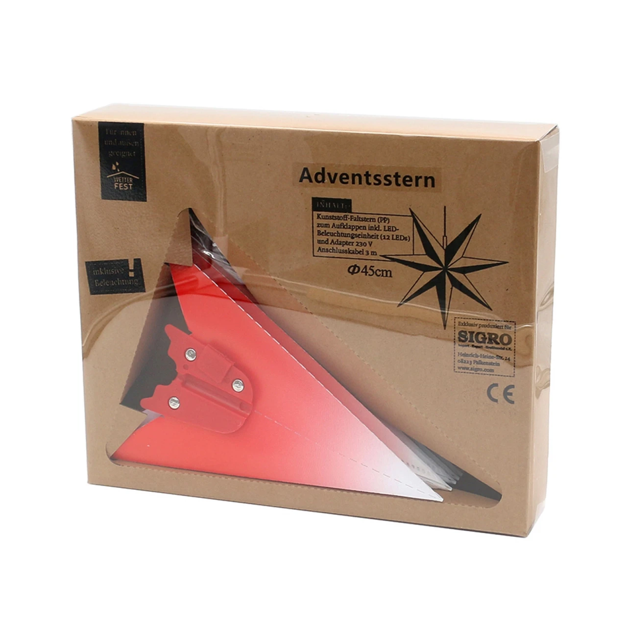 SIGRO Rot/Weiß Weihnachtsstern Mit 7 Spitzen 6 SIGRO Rot/Weiß Weihnachtsstern Mit 7 Spitzen – Bild 4