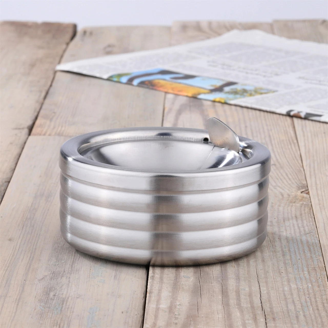 HTI-Living Edelstahl Aschenbecher Mit Deckel 5 HTI-Living Edelstahl Aschenbecher Mit Deckel – Bild 3