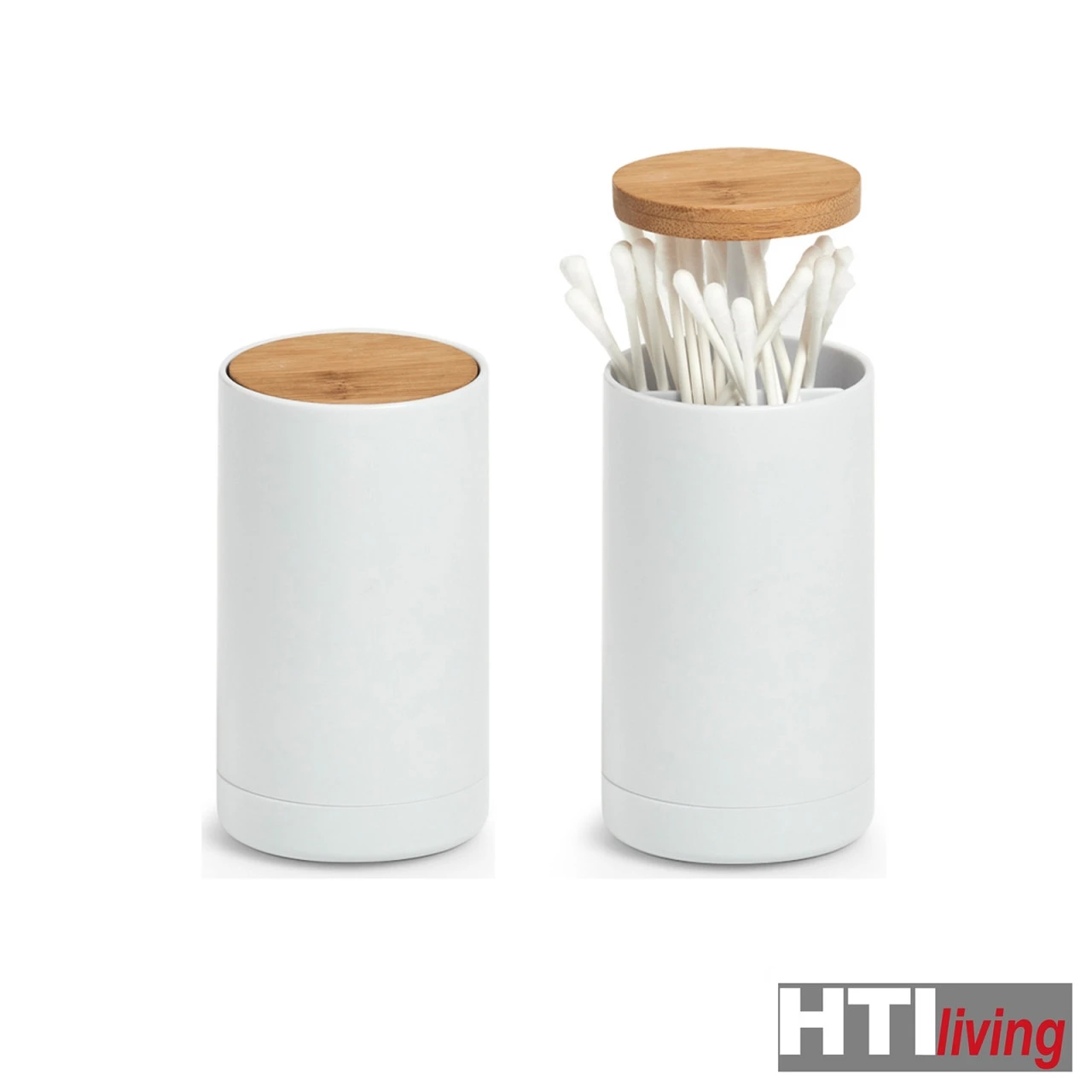 HTI-Living Kunststoff, Bambus Wattestäbchen-Spender, Weiß 5 HTI-Living Kunststoff, Bambus Wattestäbchen-Spender, Weiß – Bild 3
