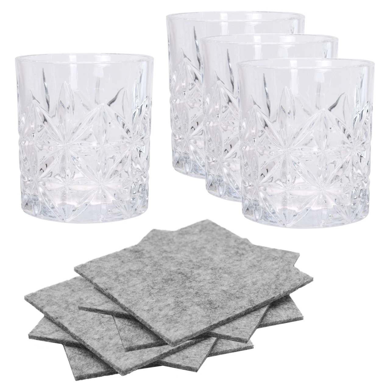 Neuetischkultur Glas/Filz Whiskygläser 4er Mit 6x Untersetzer 3 Neuetischkultur Glas/Filz Whiskygläser 4er Mit 6x Untersetzer