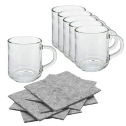 Neuetischkultur Klassisch Kaffee/Tee-Glas 6er Set Mit 6x Untersetzer
