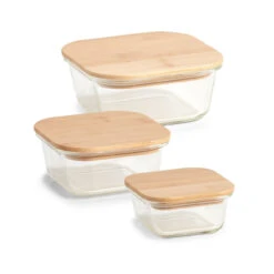 Neuetischkultur 3-teilig Vorratsbehälter Glas Mit Holzdeckel