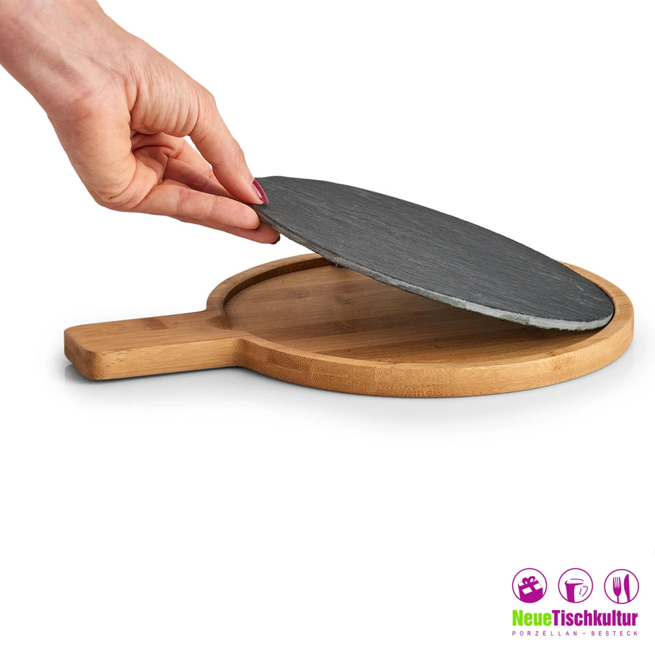 Neuetischkultur 2er-Set Schneide- Und Servierbrett Mit Schieferplatte 4 Neuetischkultur 2er-Set Schneide- Und Servierbrett Mit Schieferplatte – Bild 2