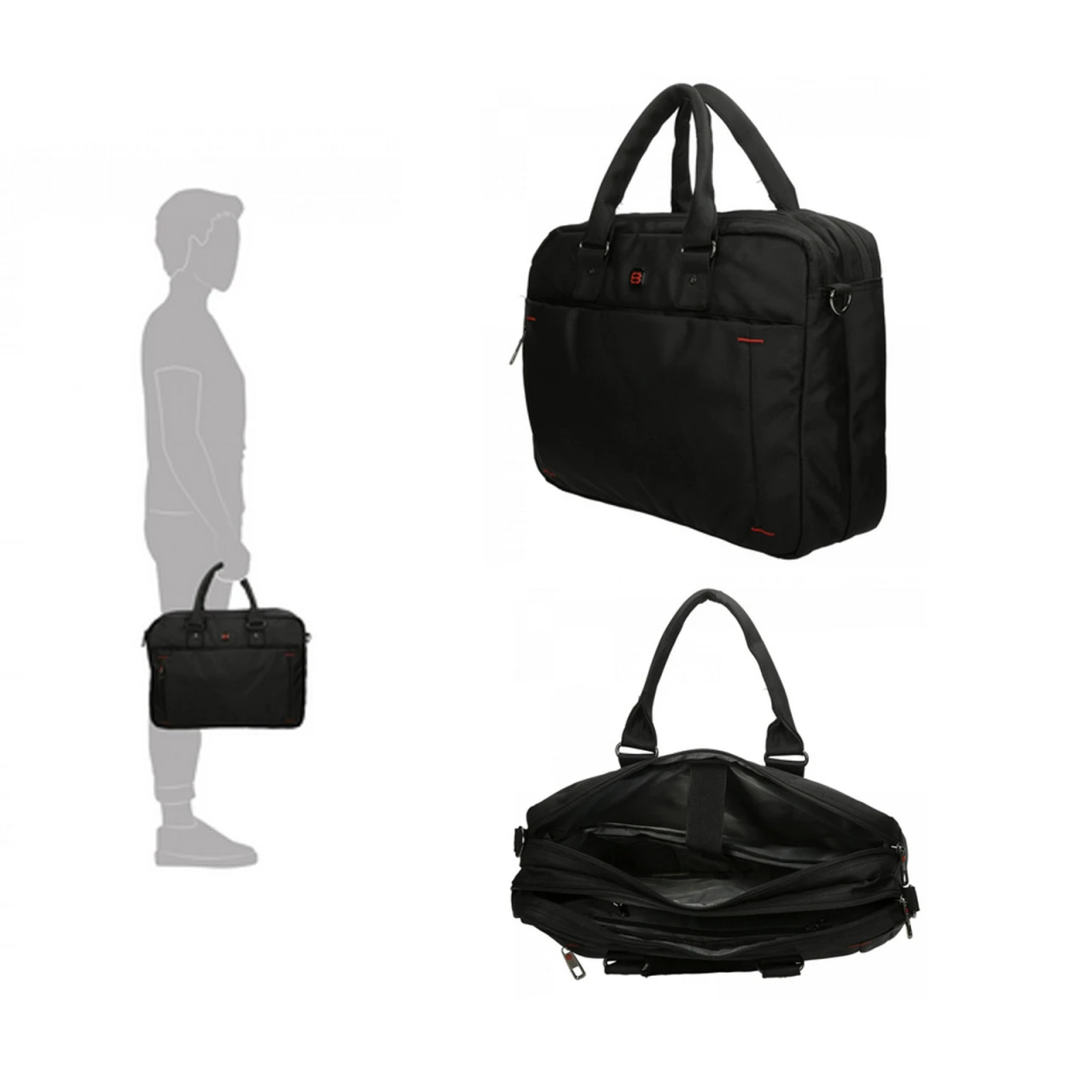 Business Laptoptasche / Arbeitstasche Schwarz 4 Business Laptoptasche / Arbeitstasche Schwarz – Bild 2