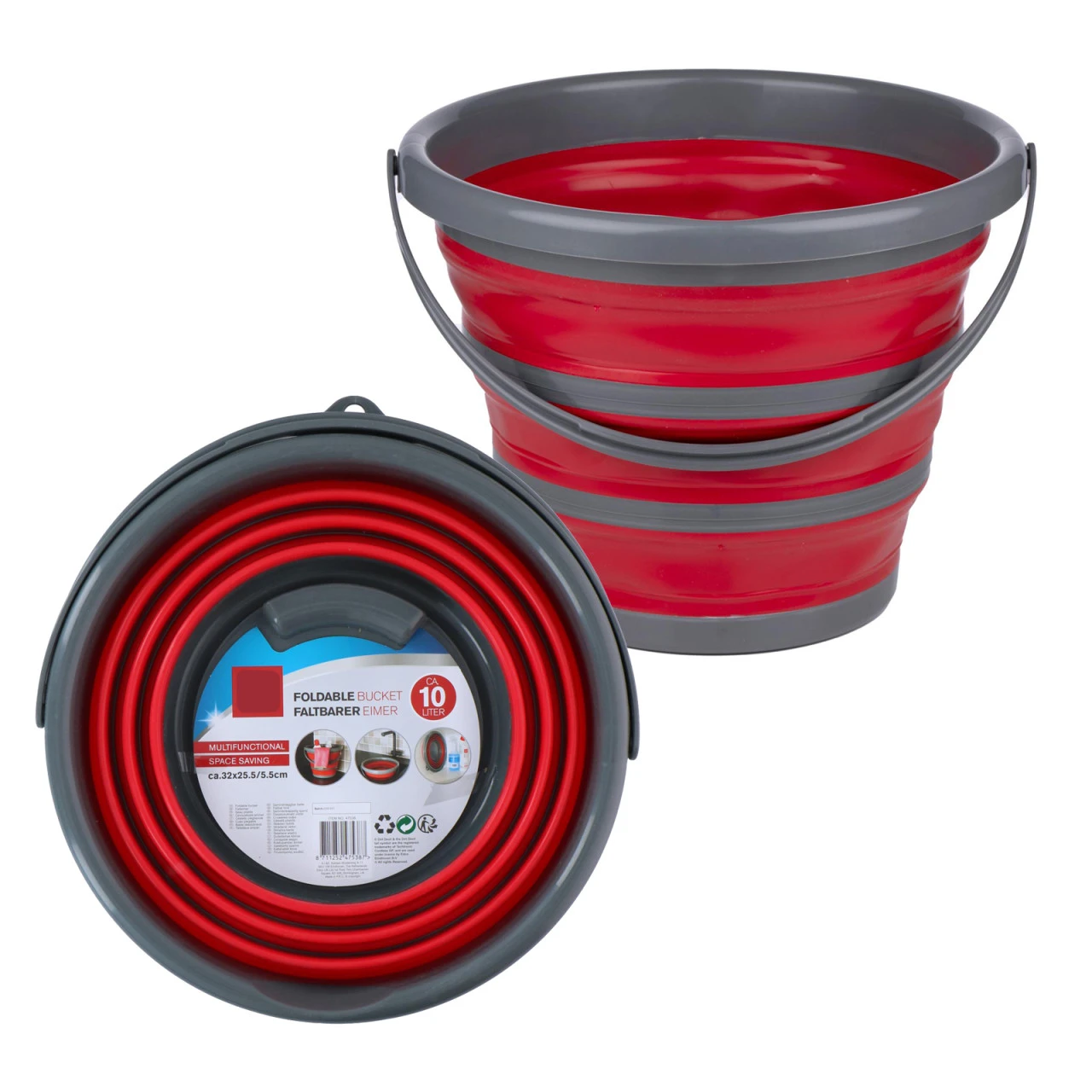 HTI-Living Rot-Grau Eimer Faltbar 4 HTI-Living Rot-Grau Eimer Faltbar – Bild 2