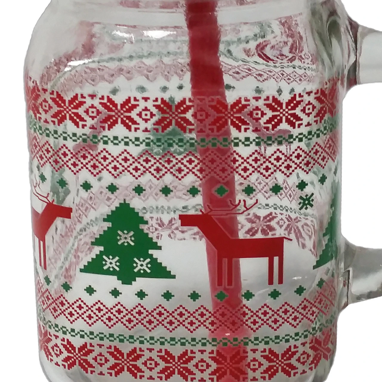 Neuetischkultur Rentier Mit Weihnachtsbaum Trinkglas Mit Henkel, Deckel Und Trinkhalm 4er Set 5 Neuetischkultur Rentier Mit Weihnachtsbaum Trinkglas Mit Henkel, Deckel Und Trinkhalm 4er Set – Bild 3