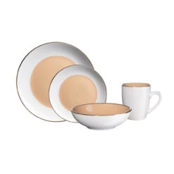 Neuetischkultur Metallic Rim Cremeweiß Hellbraun Kombiservice 16-teilig