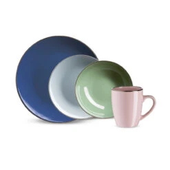 Neuetischkultur Metallic Rim Vierfarbig Kombiservice 16-teilig