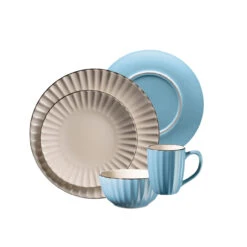 Neuetischkultur Osita Hellbraun Blau Kombiservice 16-teilig
