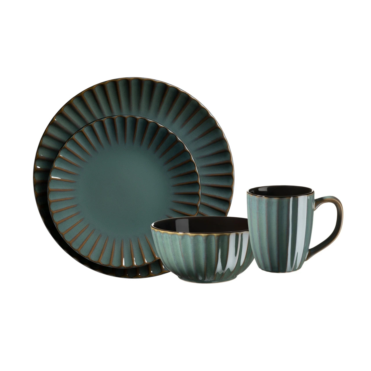 Neuetischkultur Confino Petrol-Braun Kombiservice 16-teilig 3 Neuetischkultur Confino Petrol-Braun Kombiservice 16-teilig