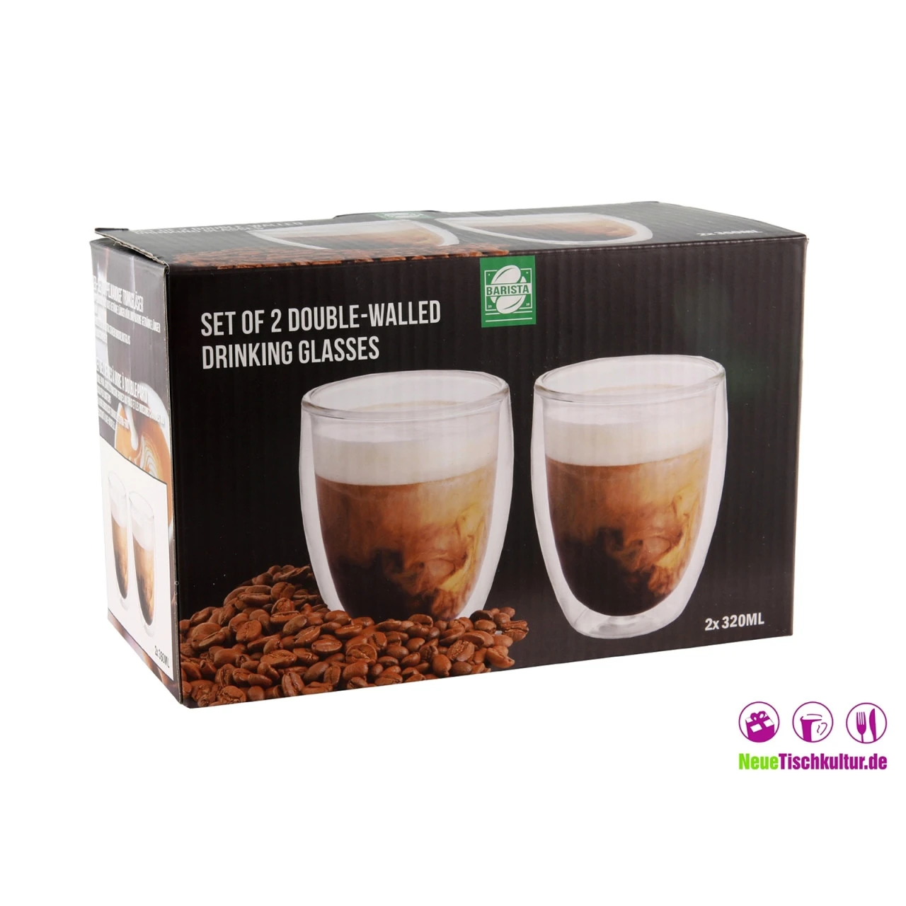 Neuetischkultur Kaffeeglas Teeglas 2er Set Doppelwandige Thermogläser Ohne Henkel 4 Neuetischkultur Kaffeeglas Teeglas 2er Set Doppelwandige Thermogläser Ohne Henkel – Bild 2