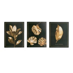 HTI-Living Schwarz Gold Wandbilder 3er-Set