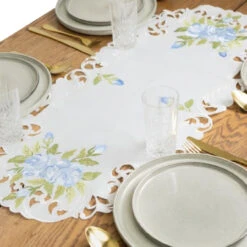 HTI-Living Blaue Rosen Tischläufer 40 X 90 Cm